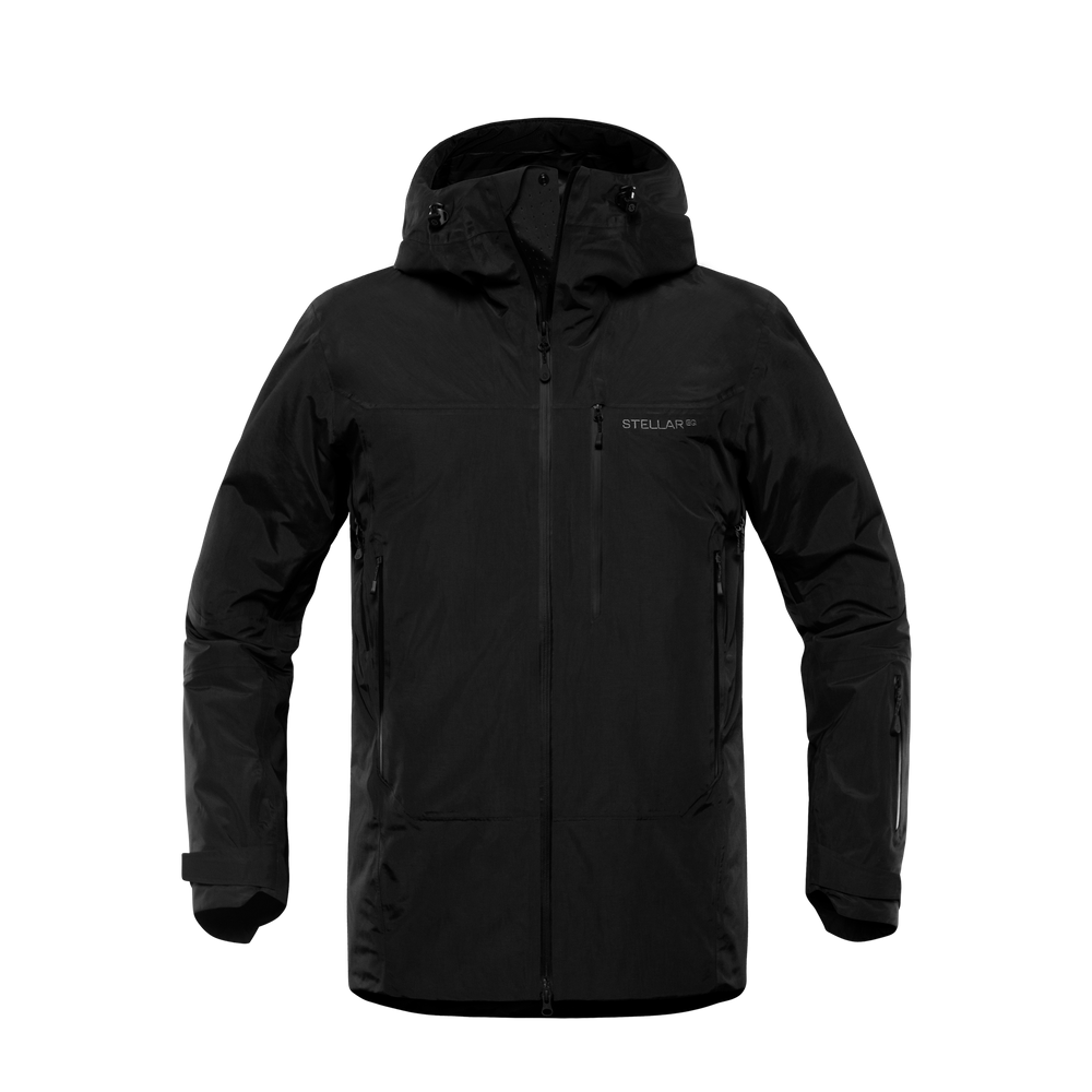 feels. 上杉柊平　SHELL DOWN JACKET BLACK M Short hooded down jacket in technical fabric reversible ribbed rex
